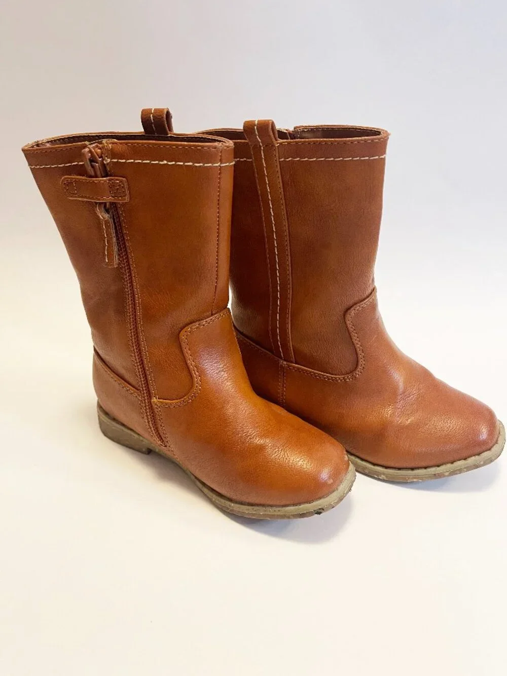 Cat & Jack Toddler Girls Brown Riding Boots Size 8 Side Zip Floral Lining